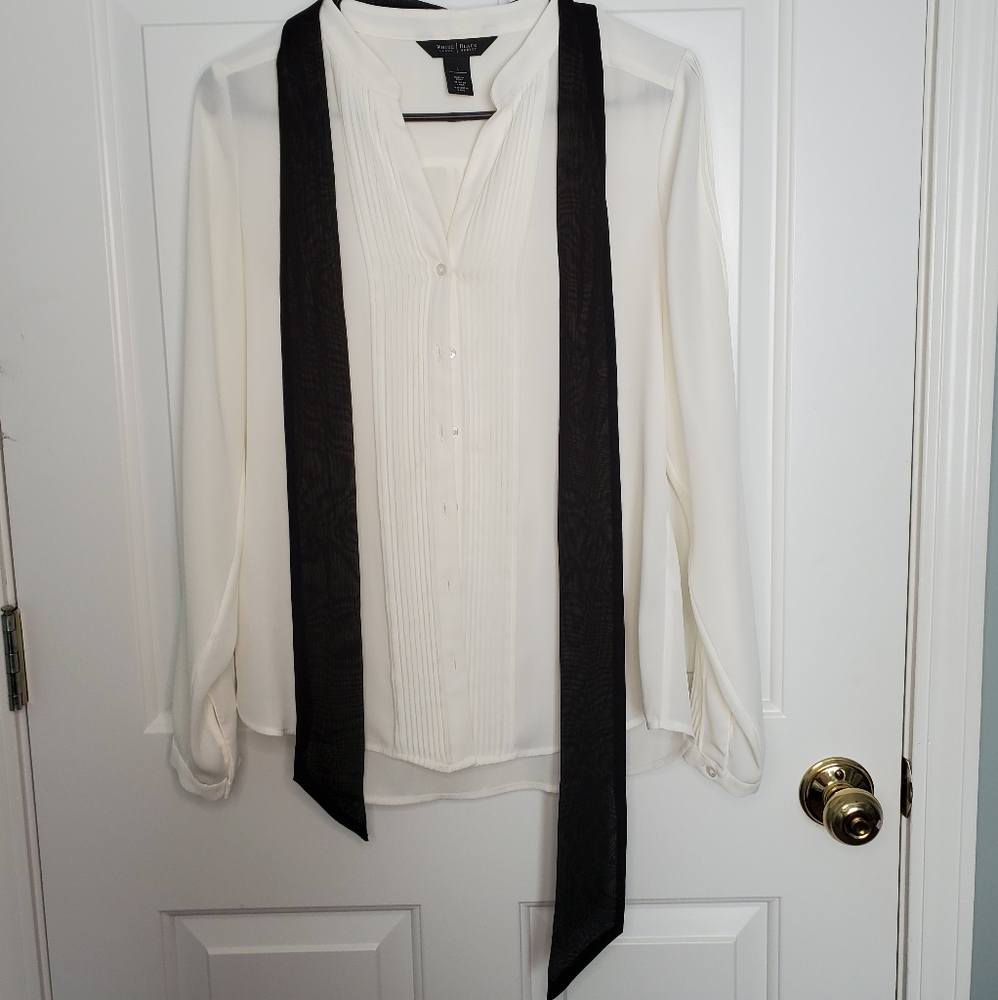 White Button Up with Tie Front WHBM